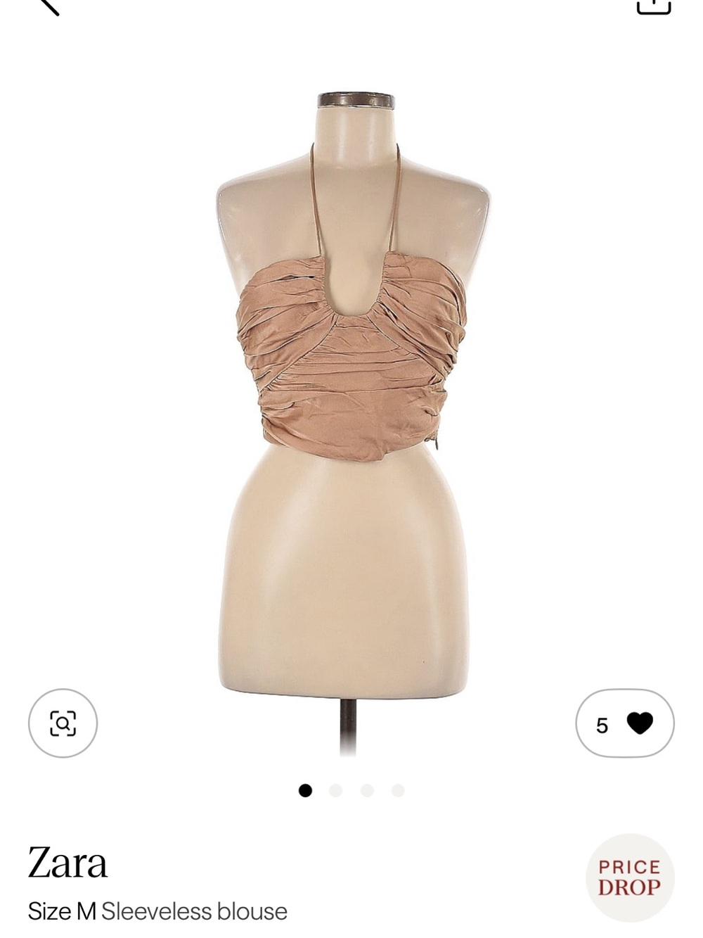 Zara Tan Sleeveless Halter Blouse